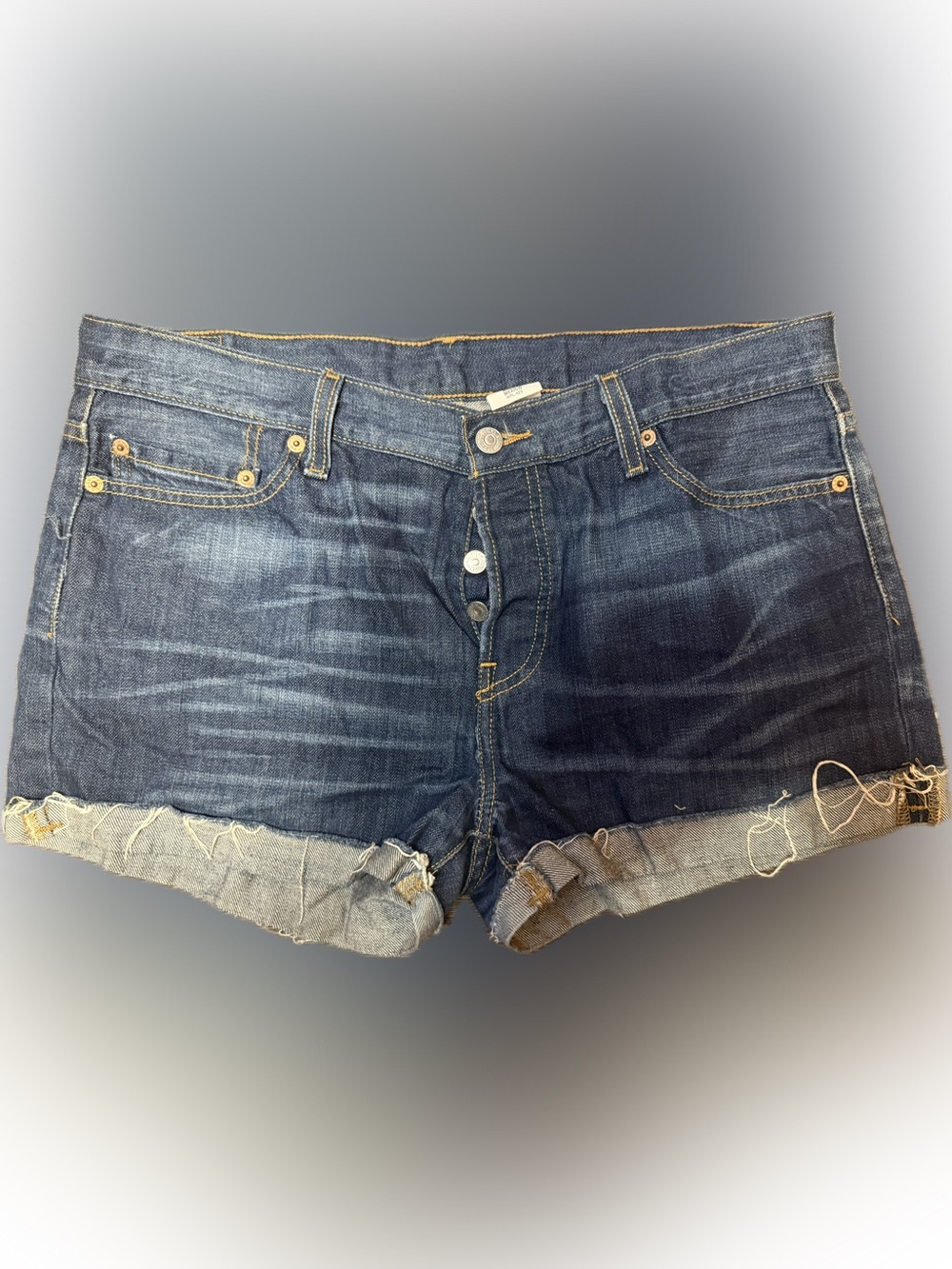 Levi’s 501 Vintage Dark Blue Denim Cuffed Women's Shorts | Sz 34W